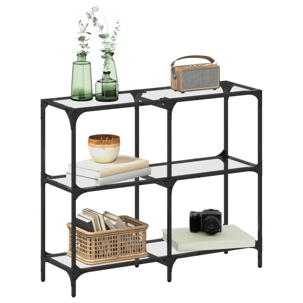 Console Table with Glass Top Transparent 98 x 30 x 81 cm Steel
