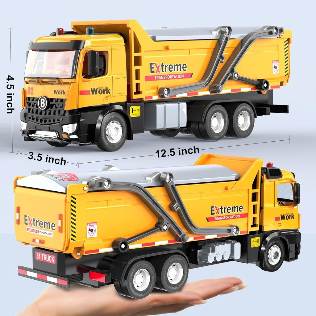 Dump Truck Toy, Large Dump Trucks Metal Cab, Big Construction Trucks with Lights and Sounds, Construction Vehicle Toys, Kids Birthday Xmas Gifts