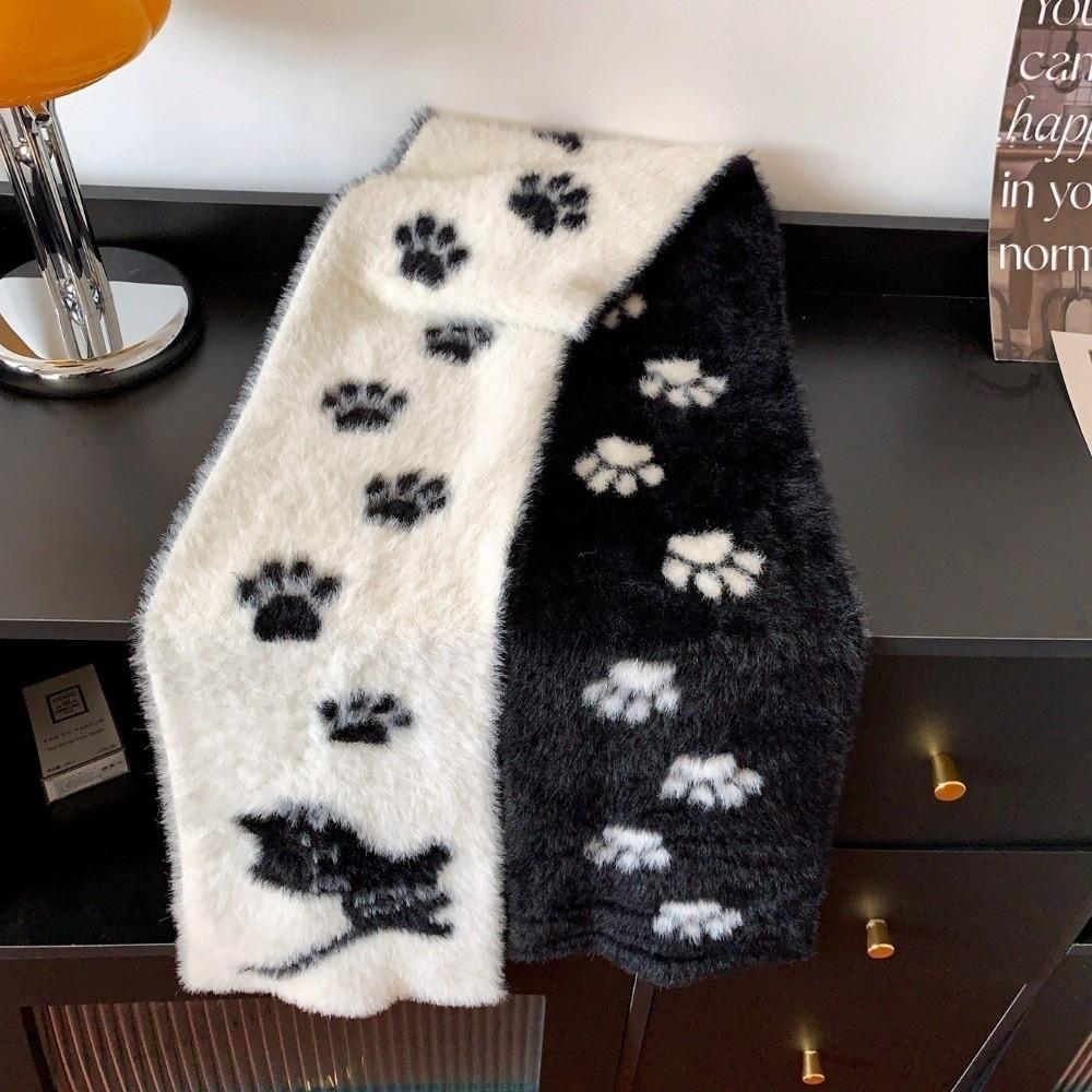 Soft Guitar Cats Scarf Double Sided Long Plush Muffler Fashion Winter Scarf Autumn Winter