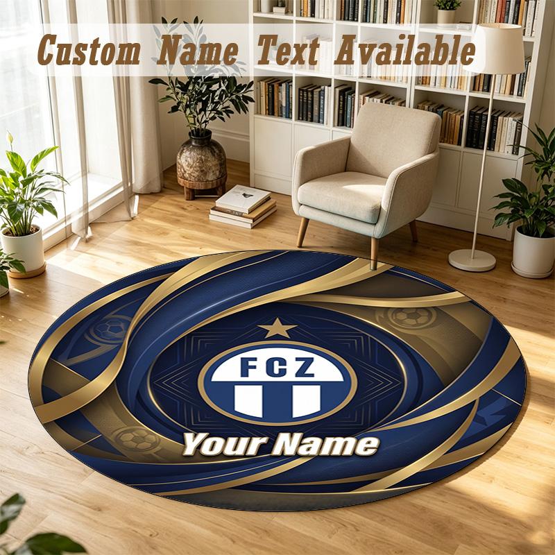Round Rug Custom NameFC Zürich Pattern Non Slip Carpet Home Floor Decor