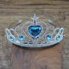 Lovely Plastic Hairbands Blue Rhinestone Princess Crown Headbands Pink Heart Birthday Tiara for Girls Hair Accessories