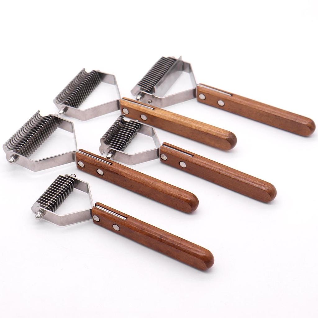 Double-Sided Wooden Handle Pet Detangling Comb - Grooming Tool for Dogs and Cats