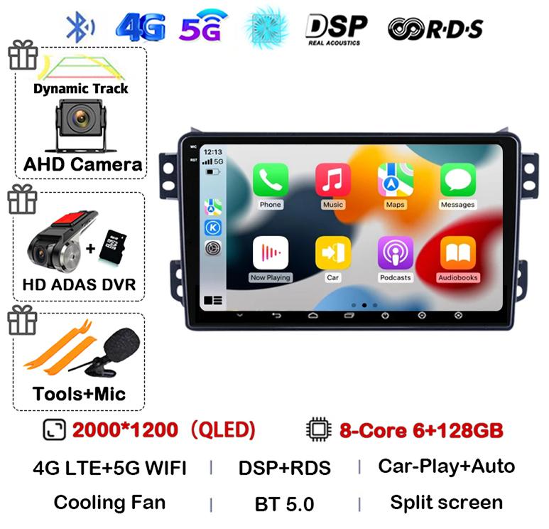Android 14 Carplay Auto WIFI+4G For OPEL Agila SUZUKI Splash Ritz 2008-2014 Car Radio Multimedia Player GPS Navigation Stereo BT