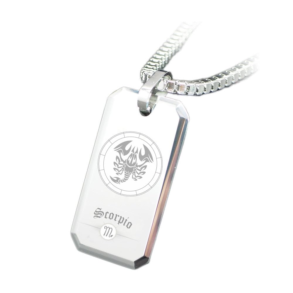 

Necklace SPTSC12 Constellation Pendant Carbide Tungsten Top Mirror Finish Rounded Corners Leather Marking [LN-Spirit316] Men s (Scorpio)