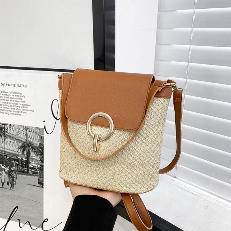 

Пляжная плетеная женская сумка Модный тренд Корейская версия Универсальная модная ручная сумка-кроссбоди в форме ведра