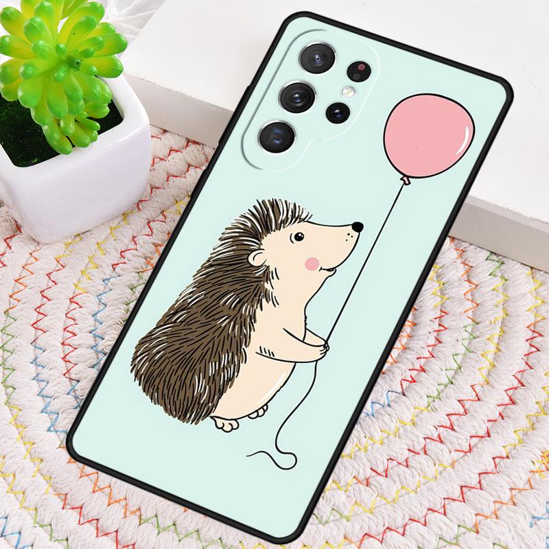 Hedgehog and Balloon Silicone Phone Case For Samsung Galaxy Note 10 Pro S26 S25 S24 S23 S22 S21 Plus S25Ultra Capa Cover