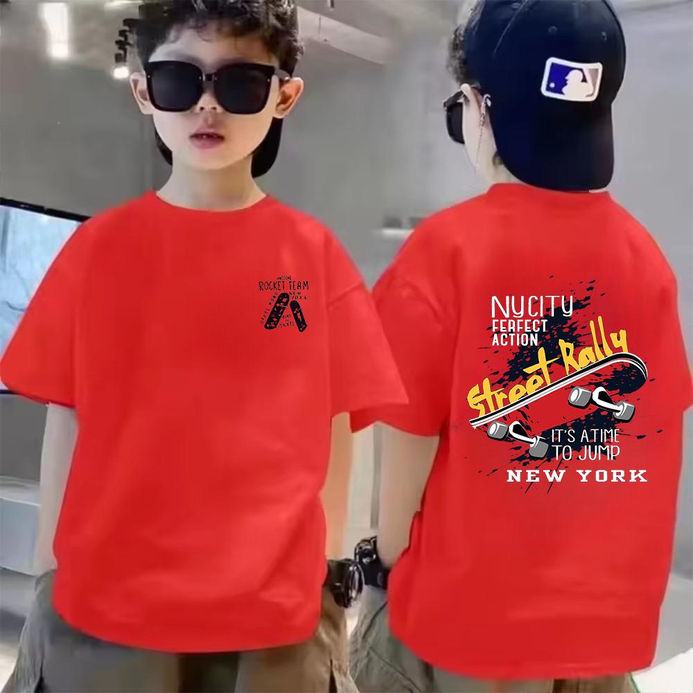 Summer Breathable Cotton Children TShirt Design Fashion Scooter Print Boys Tees Top Kid Clothes Short Sleeve Teenagers Tshirts