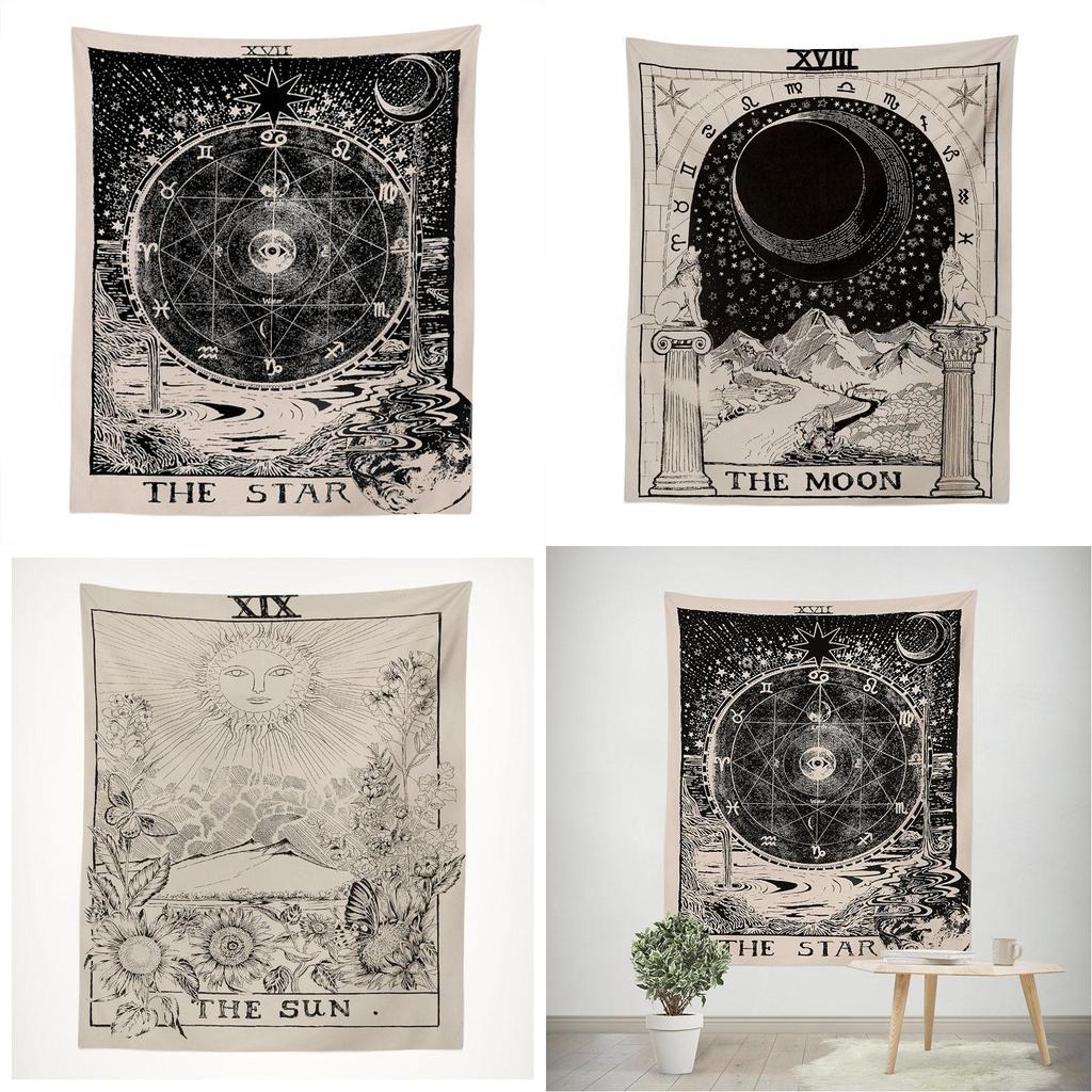 Wall Amkun Tarot Tapestry The Moon Star And Sun Medieval Divination Europe