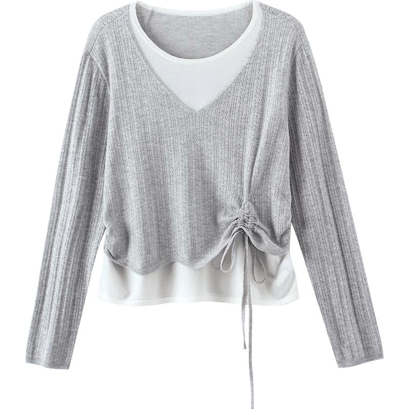 BETU Damen Farbblock-Strickoberteil im Zweiteiler-Look