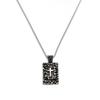 Men's Retro Stainless Steel Hammered Pendant Necklace with Long Box Chain