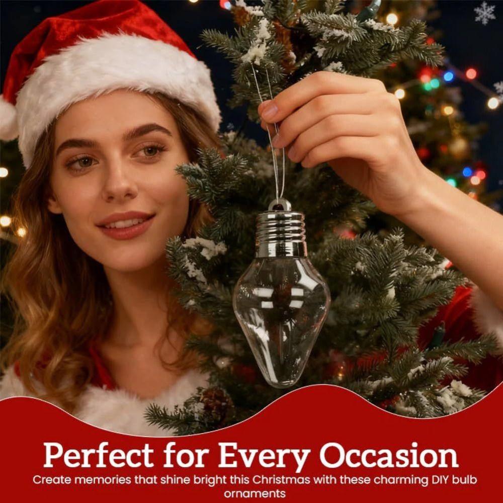 Screw Off Caps Christmas Bulb Gift Jar Clear Plastic Bulb Shaped Fillable Christmas Ornaments Plastic Decor Bulbs