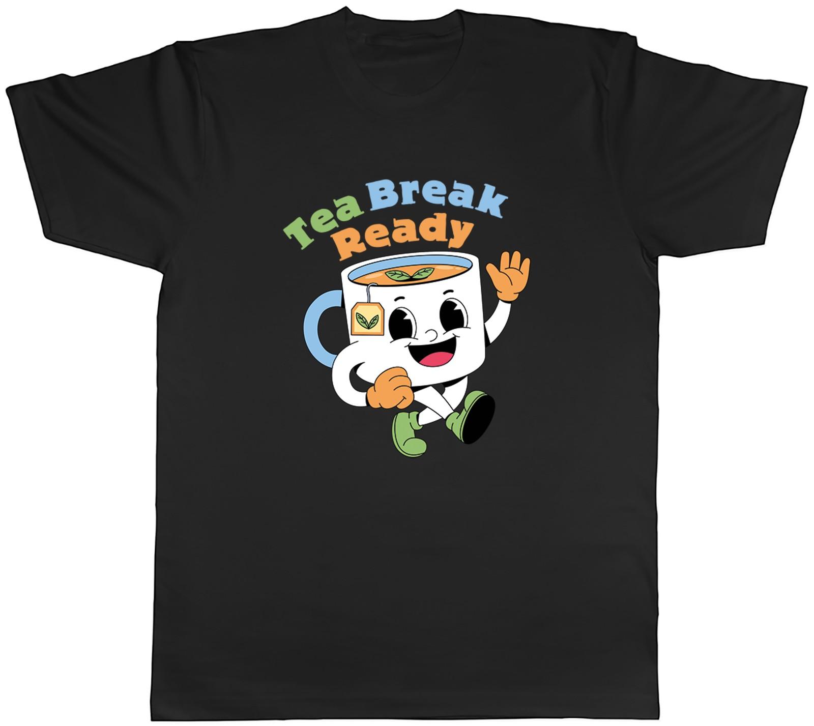 Tea Break Ready Funny Cuppa Brew Mens T-Shirt Tee Gift Top L
