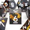 7 Pcs Black White Number Sharp Edge Resin Dice Polyhedral Dice Suitable for Role-Playing RPG    Board Game