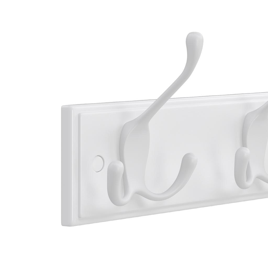 SONGMICS Wall Mounted Coat Rack, Hook Rack with 4 Tri-Hooks, for Clothes, Keys, Hats, Purses, In The Entryway, Bathroom, Closet Room, White