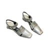 Silver Square Toe Strap Sandals for Women - Trendy Chunky Heel Summer Footwear