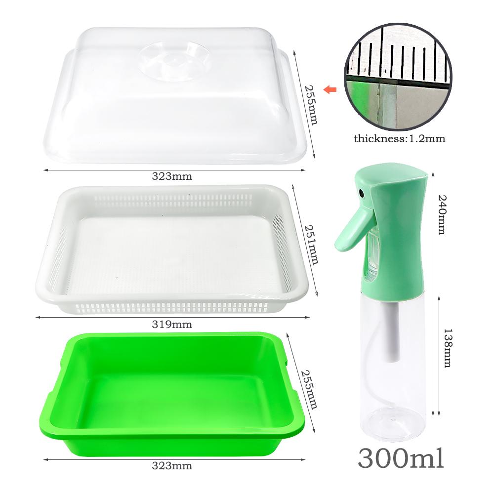 Seedling Trays Germination Box Kit Transparent Cover Nursery Seedling Greenhouse Indoor Garden Growth Pots Spray Bottle Humidity