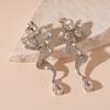 European and American diamond-set metal wind splicing flower earrings light luxury high-end earrings fashionable versatile personalized earrings