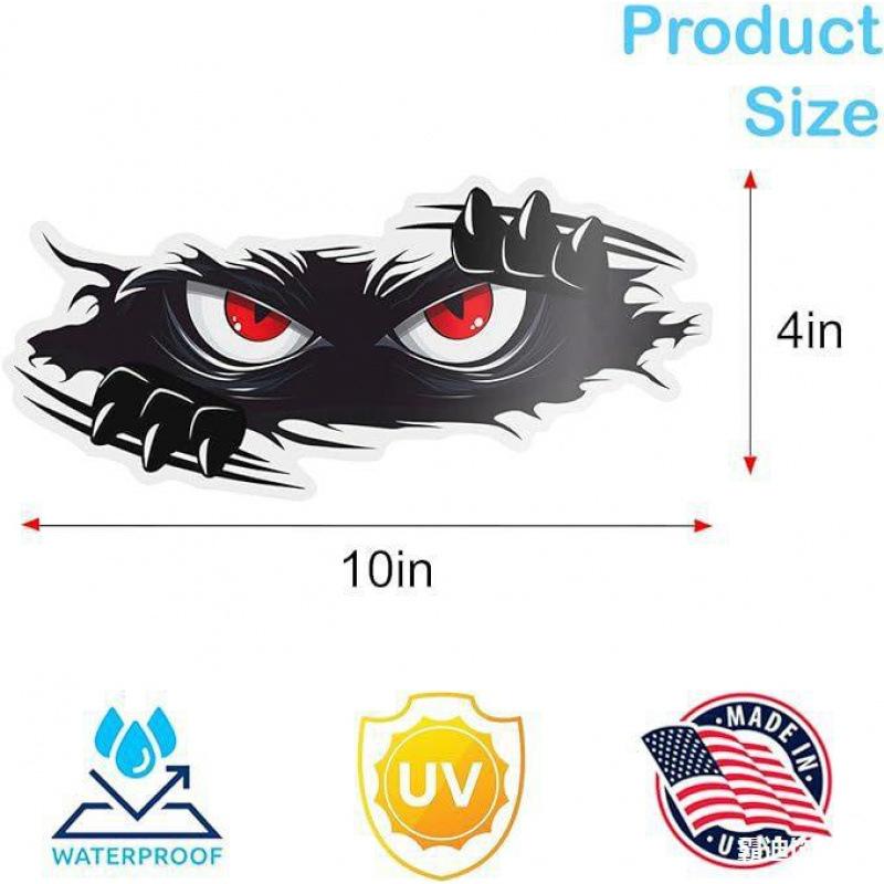 Angry Peeping Monster Vinyl Car Decal - Large Durable Sticker for Cars Trucks and Sports Vehicles Black Bumper Sticker