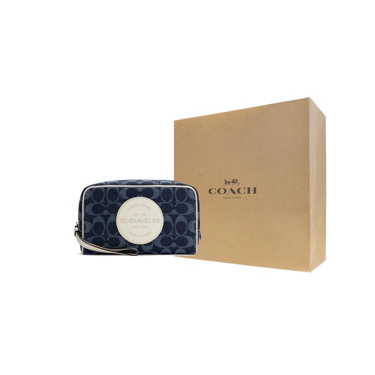 New COACH DempseyBoxy Leather Cotton Small Square Bag, Camera Bag, Makeup Bag, Clutch Trumpets Women's Denim C4230-IMDEI
