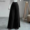 ZANZEA Women Casual Solid Color High Waist Wide Leg Pants