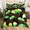 Ginkgo Leaves King Queen Duvet Cover Black Golden Ginkgo Biloba Leaf Bedding Set Botanical Quilt Cover Polyester Comforter Cover
