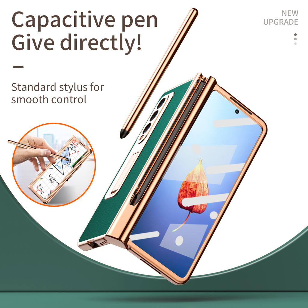 Protiskluzové matné kožené pouzdro na stojan pro Samsung Galaxy Z Fold 4 5g Fold4 Fold3 Fold 2 3 Fold2 Ochranná pouzdra z tvrzeného skla proti klepání