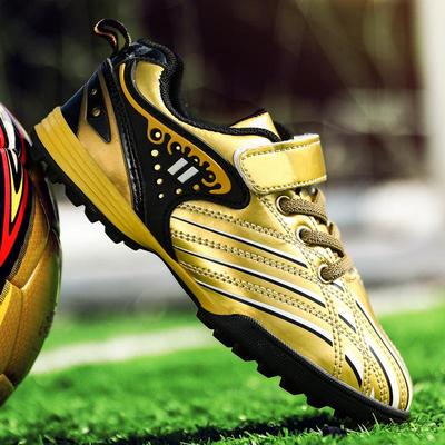 Zapatos de Fútbol para Niños Dorados de Alta Calidad Zapatos de Futsal Bajos con Cierre de Velcro Para Niños Ligeros Antideslizantes Zapatos de Entrenamiento de Fútbol Niño