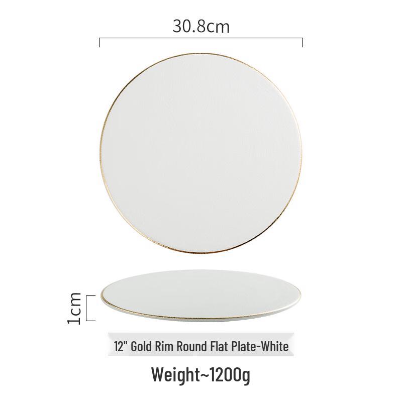 Wuwe Japanese Style Gold Rim Bone China Flat Plate