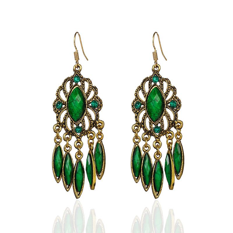 

Этнические винтажные серьги-капли воды, старинные полые акриловые кристаллы в форме цветка, женские серьги-подвески, ювелирные изделия