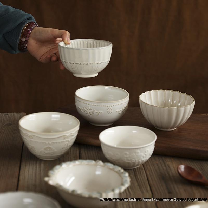 Retro Chinese High-Temperature Resistant Ceramic Bowl – Versatile for Rice, Noodles, Desserts, Soups