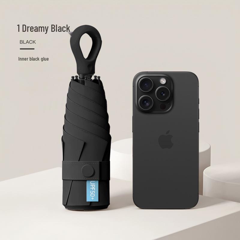 

Компактна п ятискладна парасолька подвійного призначення: Захист від сонця та дощу з чорним клеєм та УФ-захистом для жінок