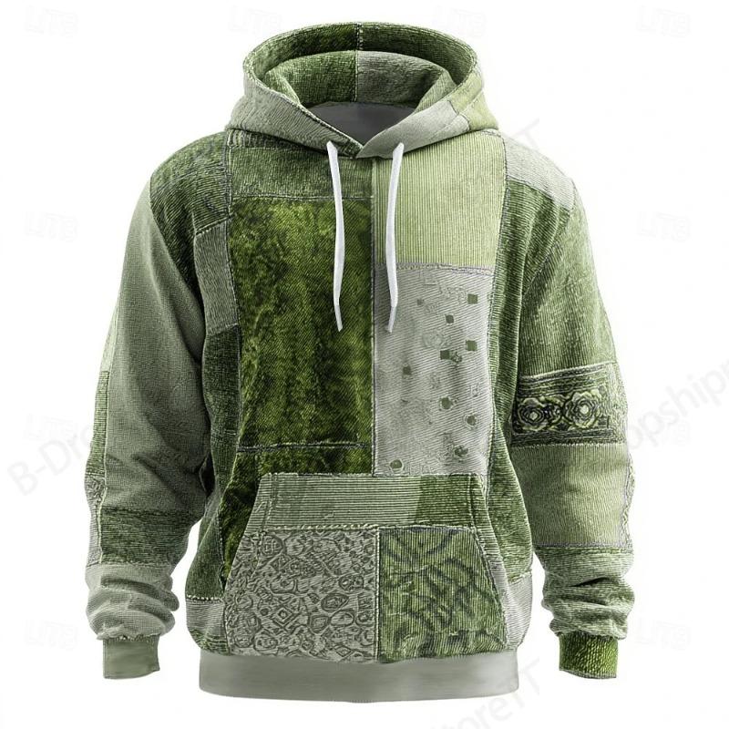New Geometric Plaid Hoodie Sweatshirt Men Women Fashion Plus Size Hoodies Patchwork  Print Men Clothes  Oversized Tracksuit
