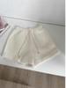 2025 Autumn/Winter Korean Style Women's Lambswool High-Waist Elastic Wide-Leg Slimming Shorts.