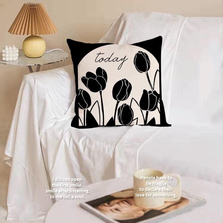 

Скандинавская черно-белая подушка диван гостиная спальня подушка офис прикроватная спинка простая и атмосферная домашняя декорация 45 * 45Cm