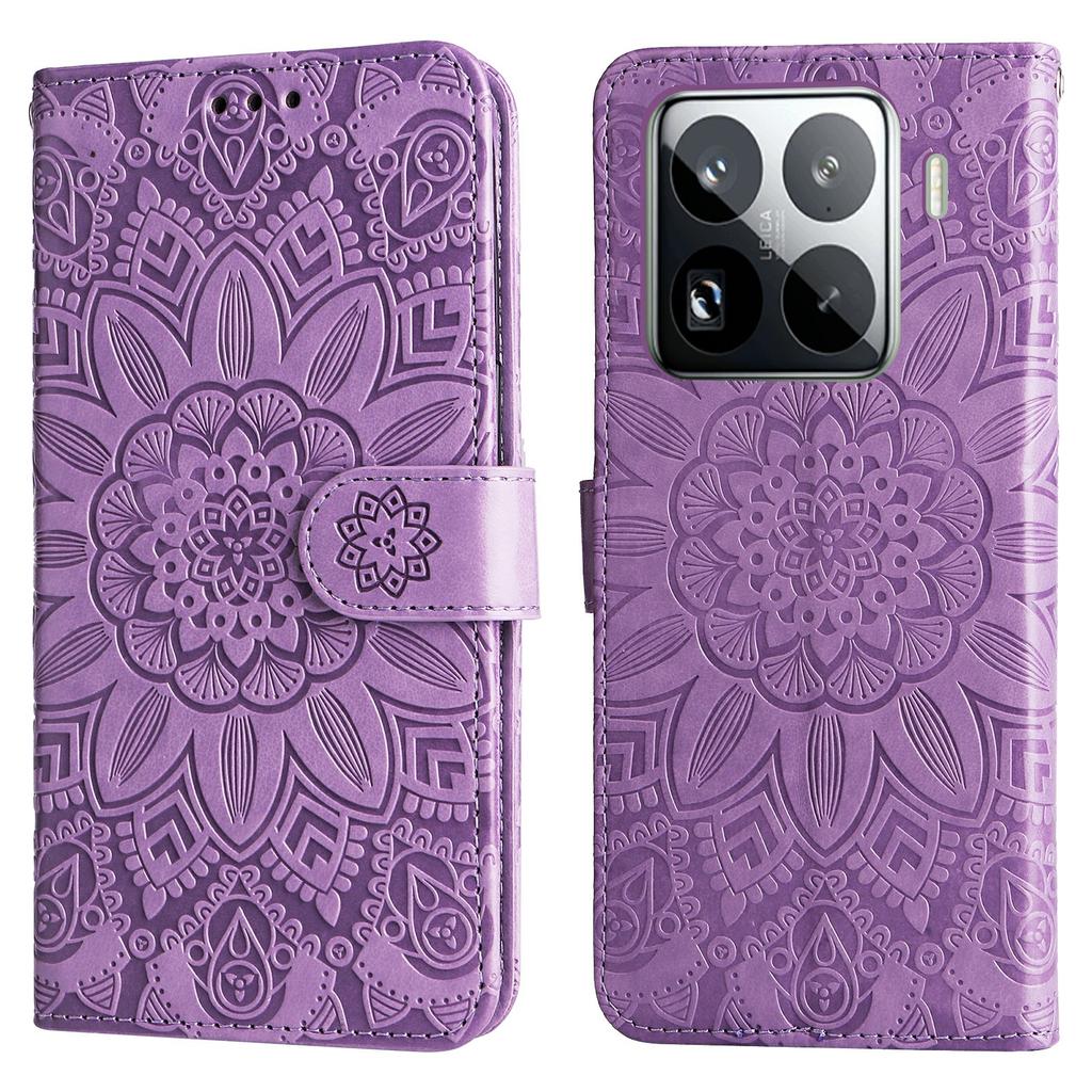 For Xiaomi 15 Pro Case Sunflower Imprint Leather Wallet Phone Cover