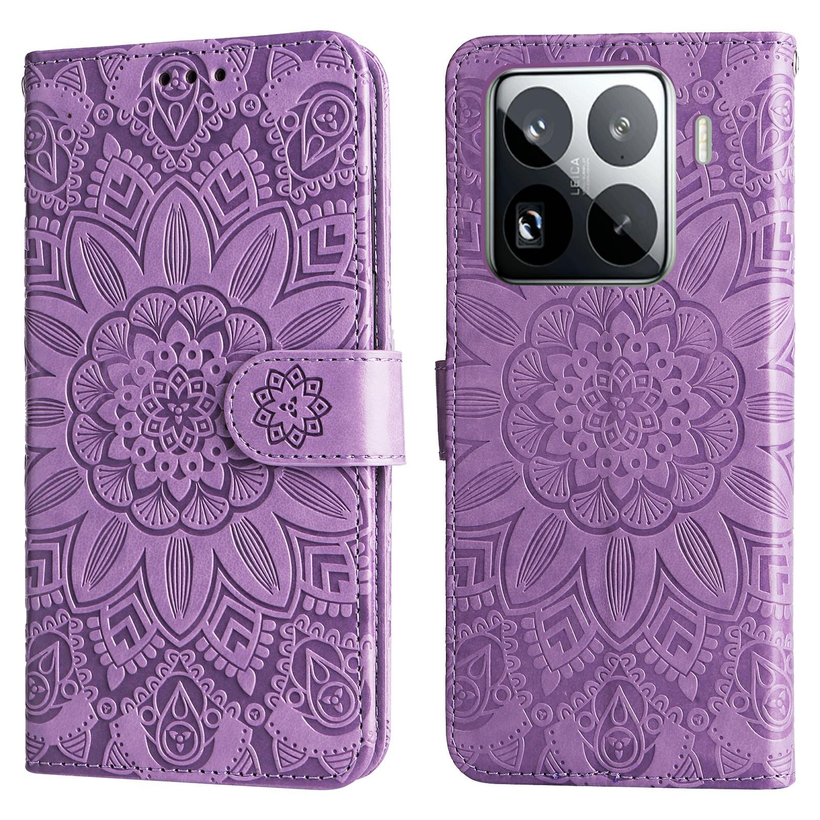 

For Xiaomi 15 Pro Case Sunflower Imprint Leather Wallet Phone Cover C