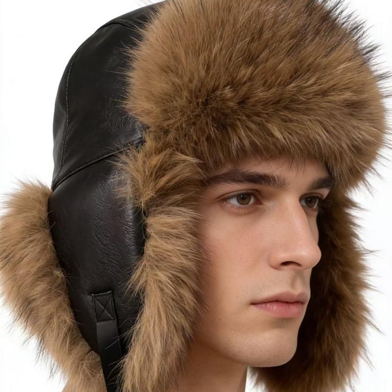 Fuchspelz Imitat Hut Herren Verdickter Pelz Hundefell Hut Grün Alter Winter Kälte Warm Ohrschutz Baumwollhut