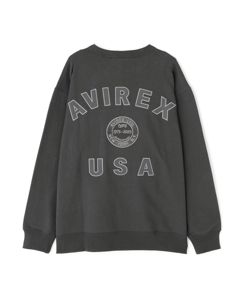 Avirex 50th Anniversary Varsity Crewneck Size Sweatshirt, Men's, 2XL, 410, Charcoal, 783-5232004
