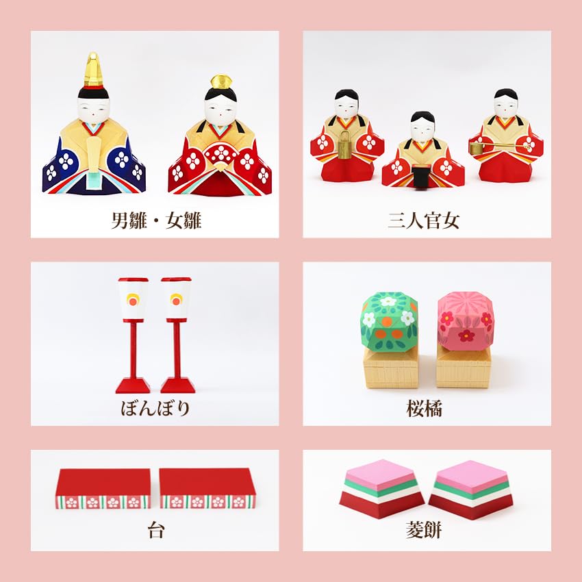 Osaka Choseido Hina Doll Compact Mini 3 Tier Decoration Storage Decoration Name Engraving Wooden Tag Bonus Nagumo Iyo Ittobori Made In Japan Hina Doll