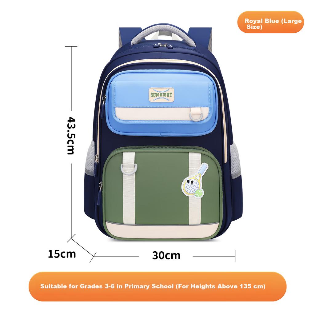 Sunshine 8 O'clock Primary School Student Backpack Kids Boys Girls Ergonomic Lightweight Shoulder Bag