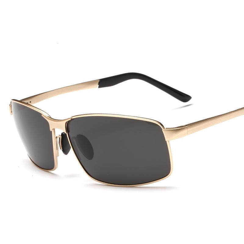 

Линзы Прямоугольные мужские спортивные солнцезащитные очки Поляризованные солнцезащитные очки для вождения Оправа из нержавеющей стали 8541 золотой