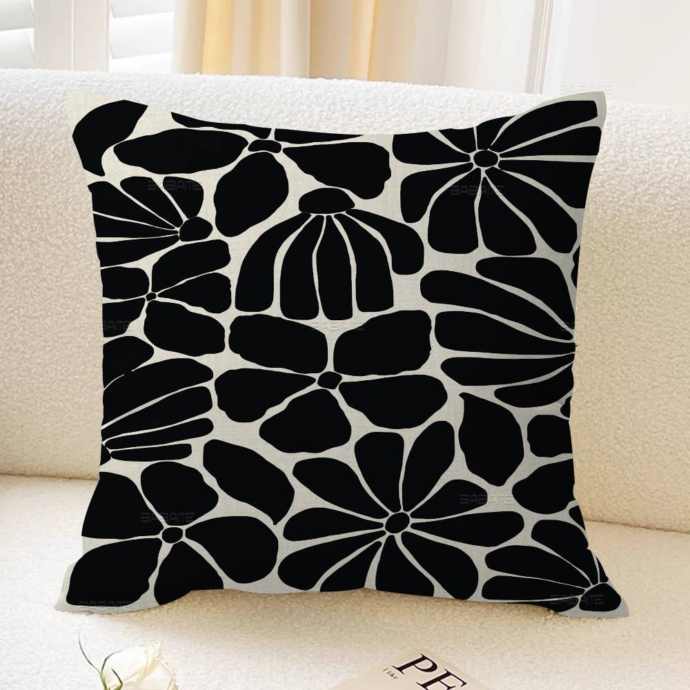 Modern Beige And Black Flower Cushion Cover Car Throw Pillow Case For Sofa Car Christmas Gift xcm xcm