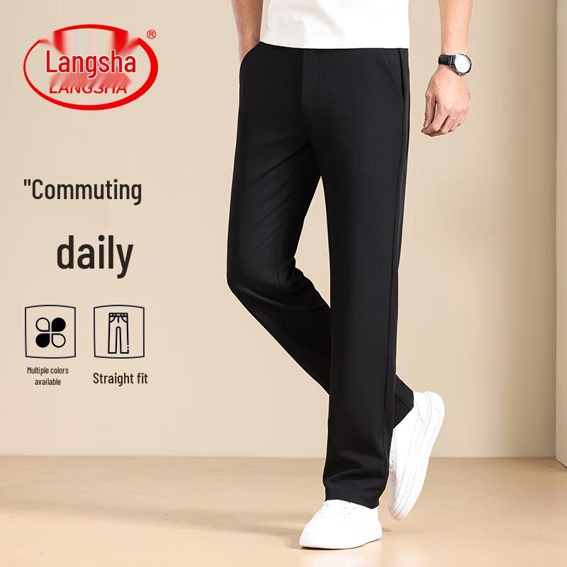 LangSha Men s 2026 Summer Lightweight Business Casual Straight Trousers 36