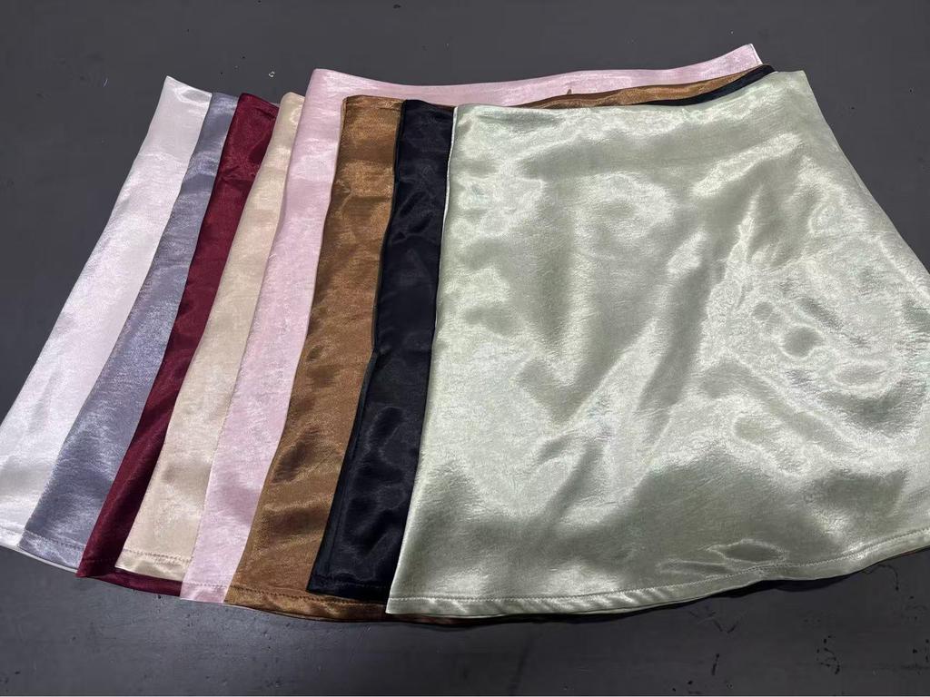 2026 Hochtaillierter Damen Satin A-Linien Minirock mit Reißverschluss