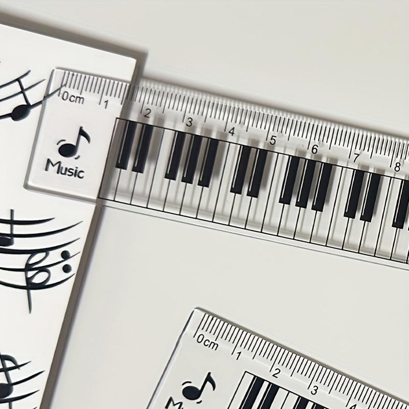 1 Stück Klaviertastatur-Lineal mit Noten - Transparent - 15cm/6in - Doppelfunktions-Messwerkzeug & Musikpädagogisches Hilfsmittel