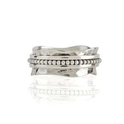 Silver Thumb Ring Handmade Meditation One Tone Silver Ring 925 Sterling Silver Spinner Ring For Women Men- 5.25 Gm Approx