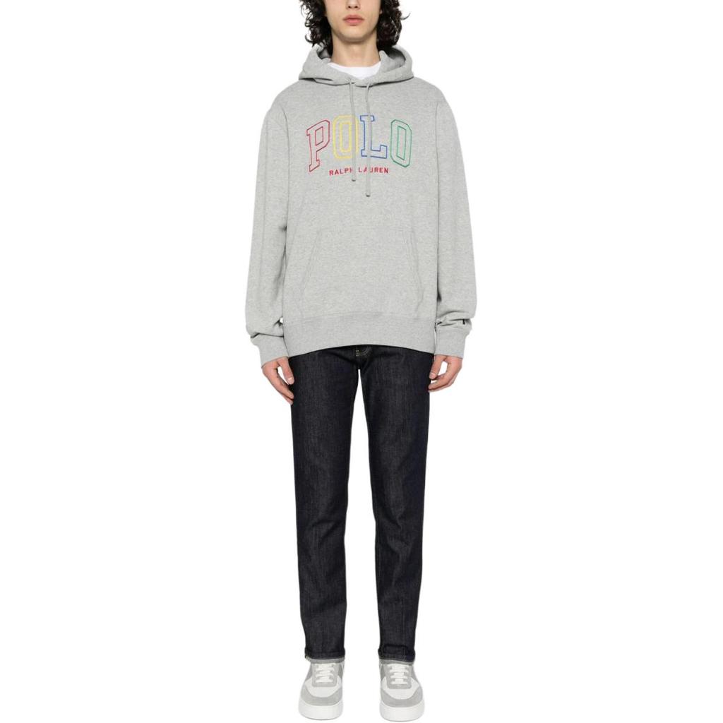 Polo Ralph Lauren SS24 Logo Print Hooded Long Sleeve Sweatshirt Men sweatshirt Gray 710926600-006