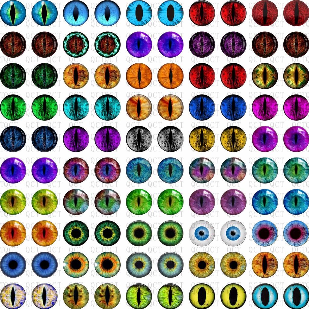 50Pcs 681012Mm Doll Glass Eye Round Dragon Cat Eyes In Pairs Flatback Cabochons Decoration Keychain Diy Accessories