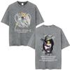 Anime Death Note Ryuk Yagami Light Vintage gewaschenes T-Shirt Herrenbekleidung Baumwoll-T-Shirt Mode Kurzarm-T-Shirts Streetwear