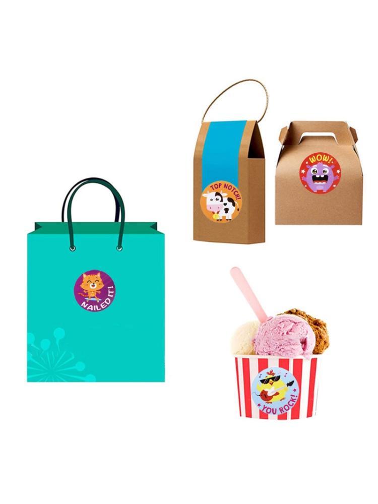 500Pcs/Roll Reward Stickers Cute Animal Student Motivation Encouragement Sticker